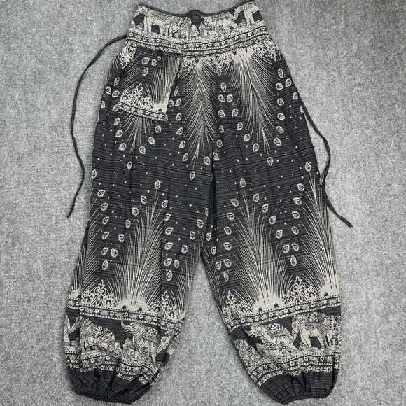 Kamana Other - Kamana Harem Pants Womens Large Wide Leg Elephant Print Exterior Pocket Cotton